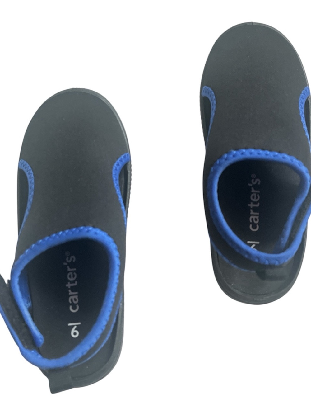 NWOT Carter's Black Water Shoes with Blue Trim
